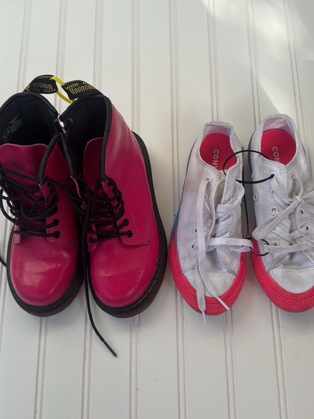 Dr. Martens Kids Hot Pink Lace-Up Boots